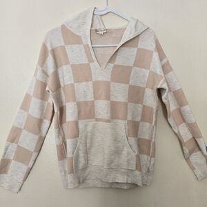 Hem & Thread Tan and Cream V-Neck Sweater